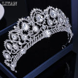 Baroque Women's Crystal Tiara Wedding Queen Crowns Bride Tiaras