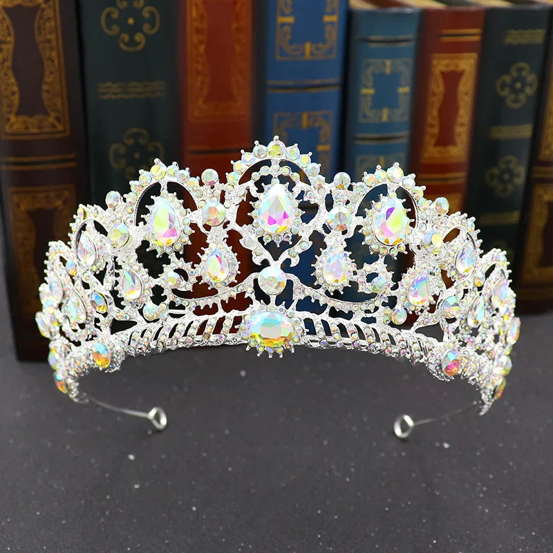 Baroque Women's Crystal Tiara Wedding Queen Crowns Bride Tiaras