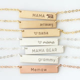 Custom Bar Square Name Necklace Stainless Steel Personalized Necklace