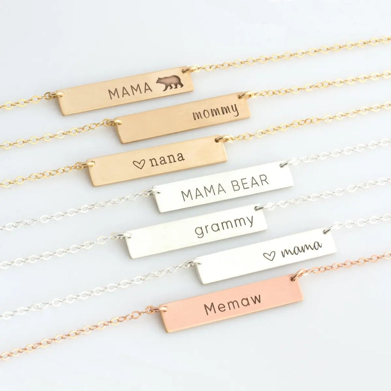 Custom Bar Square Name Necklace Stainless Steel Personalized Necklace