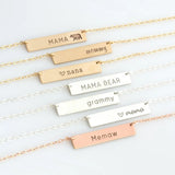Custom Bar Square Name Necklace Stainless Steel Personalized Necklace