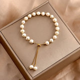 14K Plated Pearl Bracelet, Adjustable Length