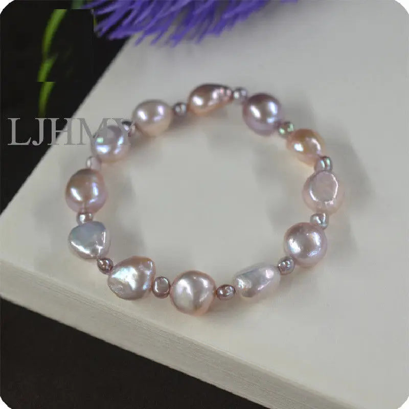 Purple Baroque Freshwater Pearl Bead Bracelet