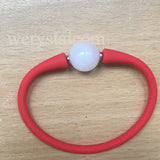 Rose Quartz Pink Bead Stone Silicone Bracelet