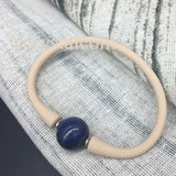 Lapis Lazuli 14mm Bead Bracelet with Silicon and Rubber