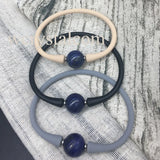 Lapis Lazuli 14mm Bead Bracelet with Silicon and Rubber