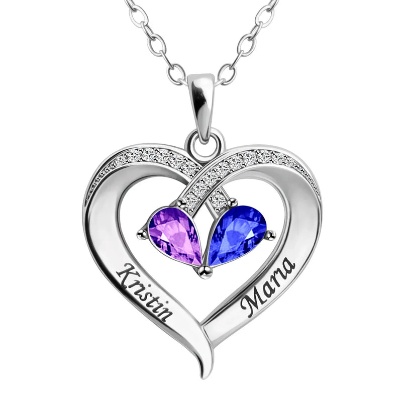 Personalized Birthstone Necklace Engraved Name Necklace