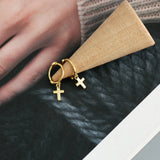 925 Sterling Silver Glossy Cross Hoop Earrings For Women