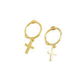 925 Sterling Silver Glossy Cross Hoop Earrings For Women