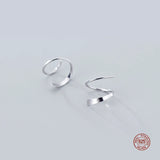 Real 925 Sterling Silver Spiral Wave Line Stud Earrings For Women