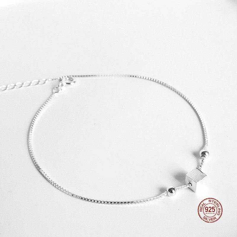 925 Silver Square Bracelet Geometric Jewelry for Women