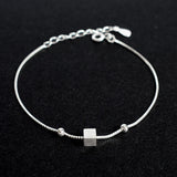 925 Silver Square Bracelet Geometric Jewelry for Women