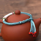 Colorful Ropes Silver Om Mani Padme Hum Bracelet Thai Hand Rope