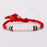 Colorful Ropes Silver Om Mani Padme Hum Bracelet Thai Hand Rope