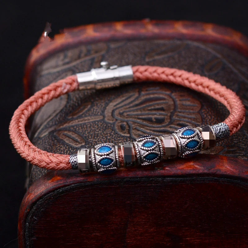 S925 Thai Hand Rope Bracelet Eight Strand Braid for Men and Women