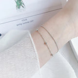 Minimalist 925 Silver Double Layer Bead Charm Bracelet For Women