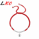 S925 Sterling Silver Bell Lucky Red Rope Shambala Bracelet