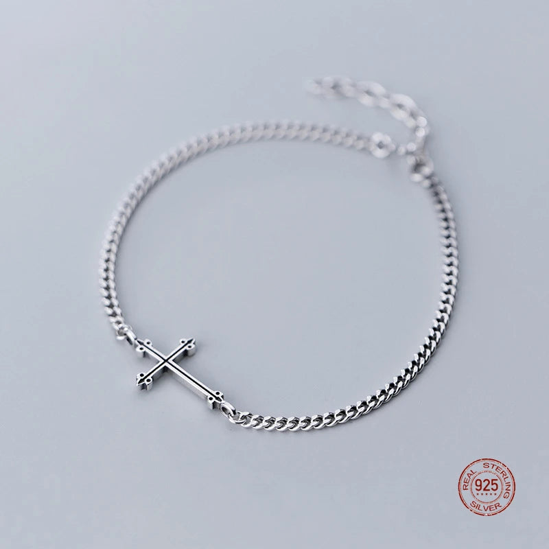 Romantic Silver 925 Cross Bracelet For Women