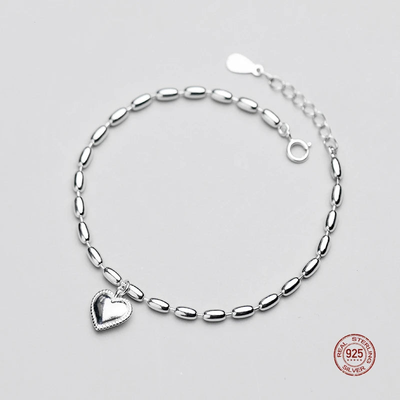S925 Heart Bracelet For Women Romantic Sweet Girls