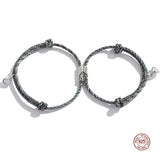 S925 Couple Bracelet Magnetic Sphere Adjustable Bracelet