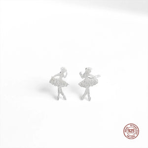 925 Sterling Silver Ballet Girl Ear Studs Sweet Women Earrings
