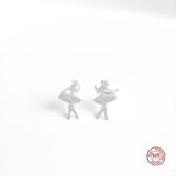 925 Sterling Silver Ballet Girl Ear Studs Sweet Women Earrings
