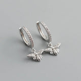 Crystal Bee Dangle Earrings 925 Silver Women Party Jewelry