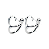 925 Sterling Silver Heart Shape Ear Cuffs