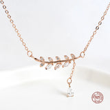 925 Silver Crystal Pendant Necklace Tassel Chain Girl Jewelry