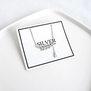 925 Silver Crystal Pendant Necklace Tassel Chain Girl Jewelry