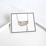 925 Silver Crystal Pendant Necklace Tassel Chain Girl Jewelry