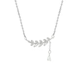 925 Silver Crystal Pendant Necklace Tassel Chain Girl Jewelry