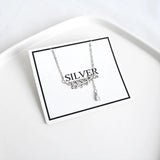 925 Silver Crystal Pendant Necklace Tassel Chain Girl Jewelry