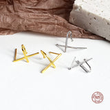 925 Silver Cross Stud Earrings for Women