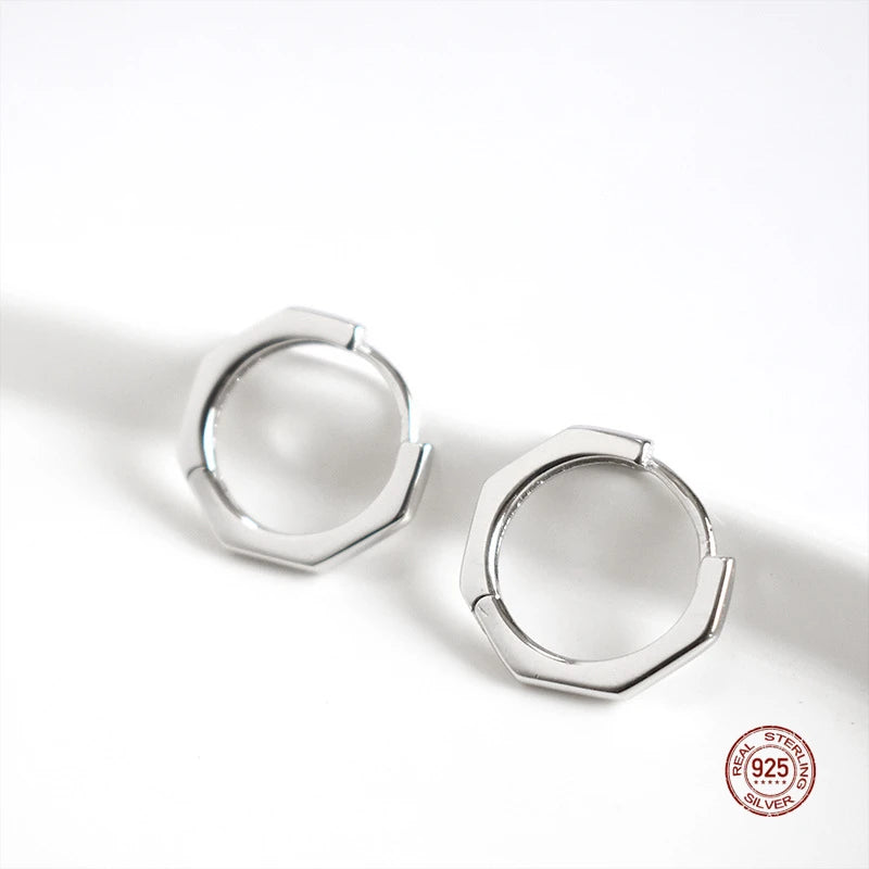 925 Sterling Silver Geometry Hoop Earrings for Women