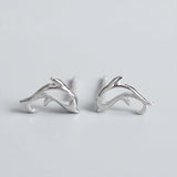 925 Silver Mini Dolphin Ear Studs Small Earrings For Women Girls
