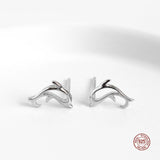 925 Silver Mini Dolphin Ear Studs Small Earrings For Women Girls