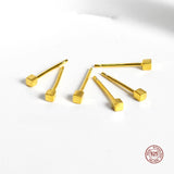 925 Sterling Silver Mini Cube Stud Earrings for Women - Daily Ear Studs