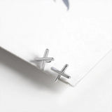 Sweet Cross Stud Earrings 925 Sterling Silver for Women Girl Gifts
