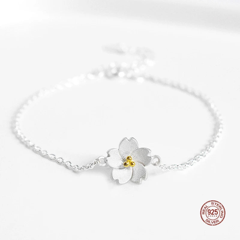 925 Sterling Silver Sweet Daisy Bracelet Flower Girl Jewelry Gift
