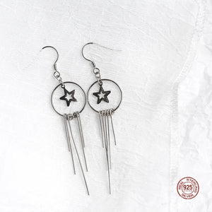 925 Sterling Silver Stars Tassel Earrings for Women