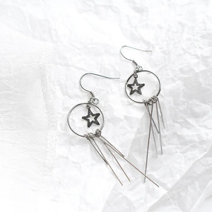 925 Sterling Silver Stars Tassel Earrings for Women