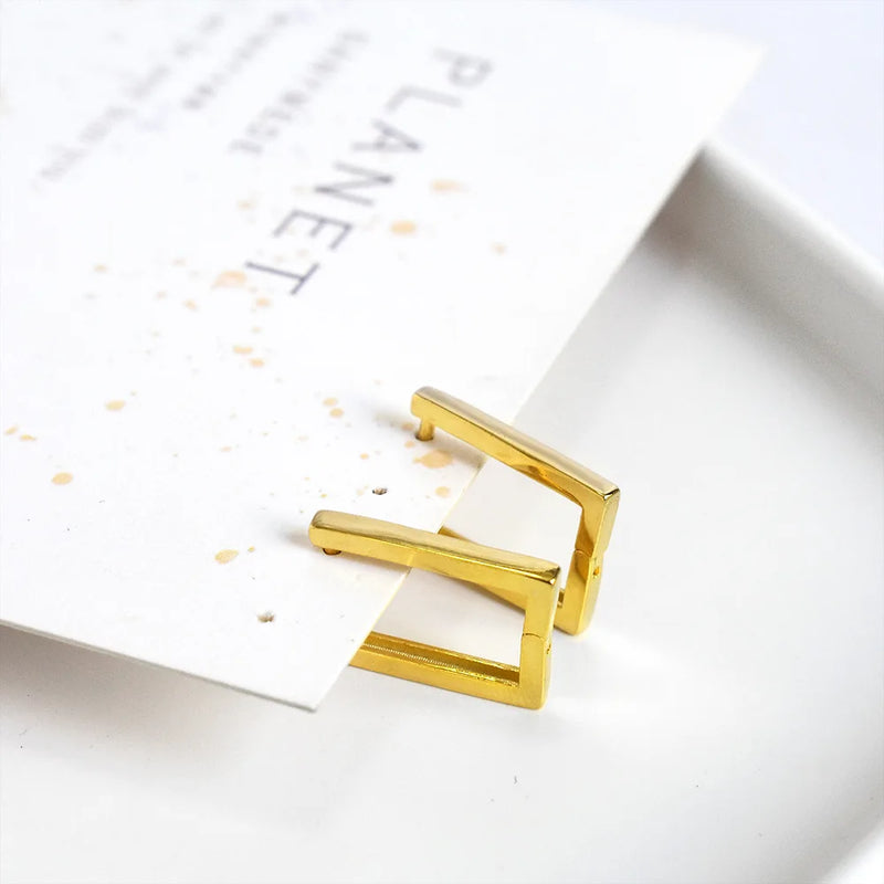 925 Sterling Silver Square Hoop Earrings for Women Gift