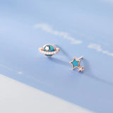 925 Silver Crystal Planet Star Stud Earrings For Women
