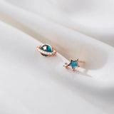 925 Silver Crystal Planet Star Stud Earrings For Women
