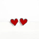 925 Silver Red Heart Earrings Romantic Ear Studs for Women Girl