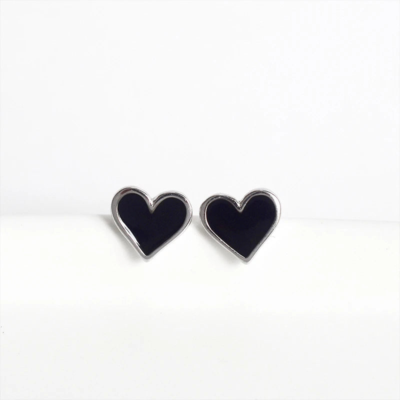 925 Silver Red Heart Earrings Romantic Ear Studs for Women Girl