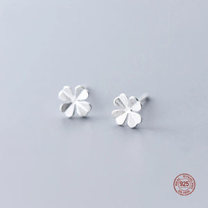 925 Silver Clover Stud Earrings for Women, Sweet Ear Studs, Gift