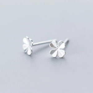 925 Silver Clover Stud Earrings for Women, Sweet Ear Studs, Gift