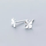 925 Silver Clover Stud Earrings for Women, Sweet Ear Studs, Gift